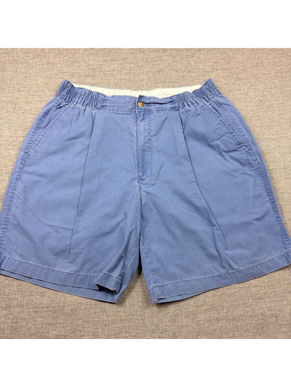 Vintage Bill Bass Blue Cotton Pleated Chino Shorts Size 32